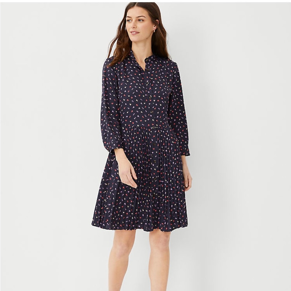 Ann Taylor Floral Pleated Shirtdress NWT